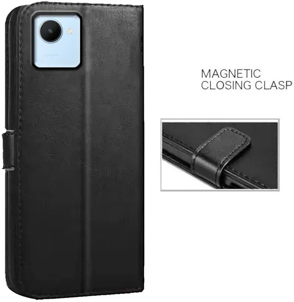 Black_Artificial_Leather_Realme_C30_Back_Cover