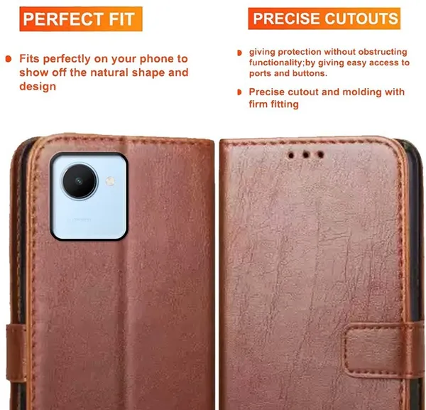 Brown_Artificial_Leather_Realme_C30_Back_Cover