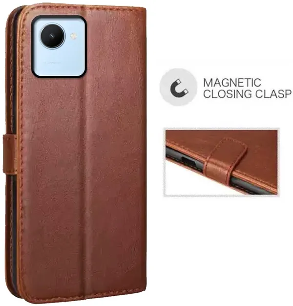 Brown_Artificial_Leather_Realme_C30_Back_Cover