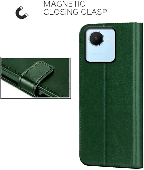 Green_Artificial_Leather_Realme_C30S_Back_Cover