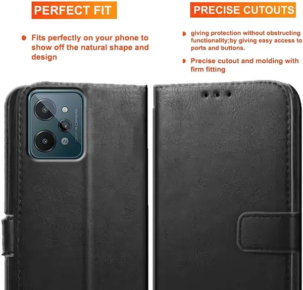 Black_Artificial_Leather_Realme_C31_Back_Cover