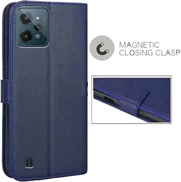 Blue_Artificial_Leather_Realme_C31_Back_Cover