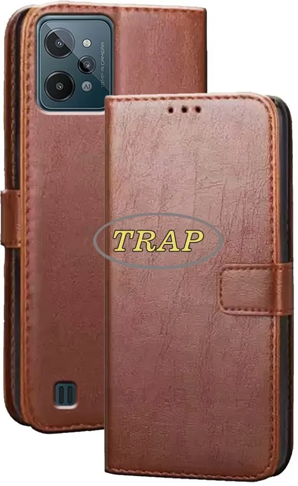 Brown_Artificial_Leather_Realme_C31_Back_Cover
