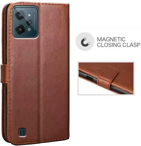 Brown_Artificial_Leather_Realme_C31_Back_Cover