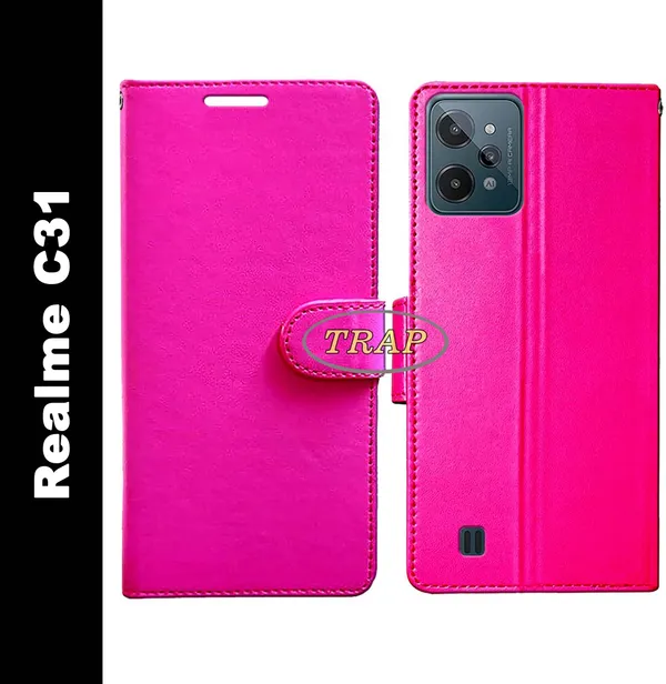 Pink_Artificial_Leather_Realme_C31_Back_Cover