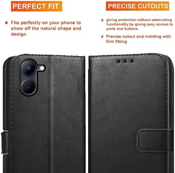 Black_Artificial_Leather_Realme_C33_Back_Cover