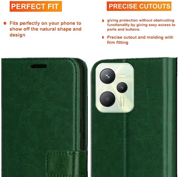 Green_Artificial_Leather_Realme_C35_Back_Cover