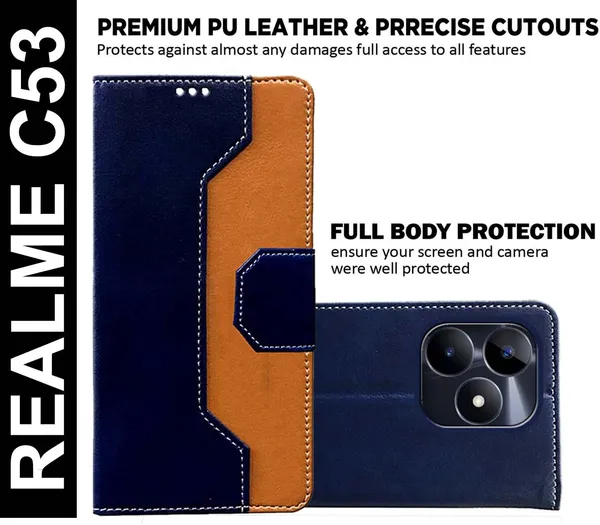 Multicolor_Artificial_Leather_Realme_C53_Flip_Cover