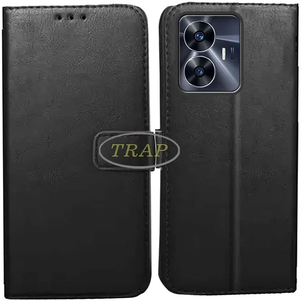 Black_Artificial_Leather_Realme_C55_Back_Cover