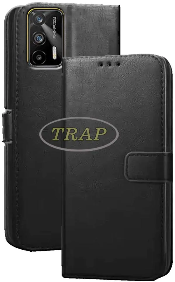 Black_Artificial_Leather_Realme_GT_Back_Cover