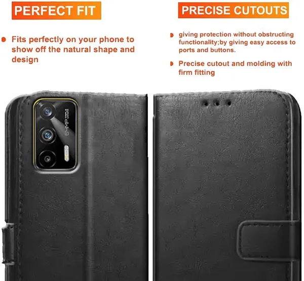 Black_Artificial_Leather_Realme_GT_Back_Cover