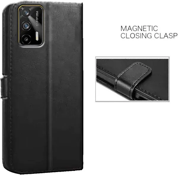 Black_Artificial_Leather_Realme_GT_Back_Cover