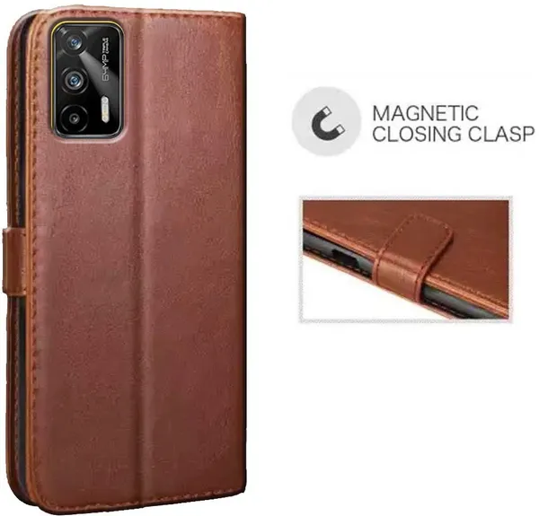 Brown_Artificial_Leather_Realme_GT_Back_Cover