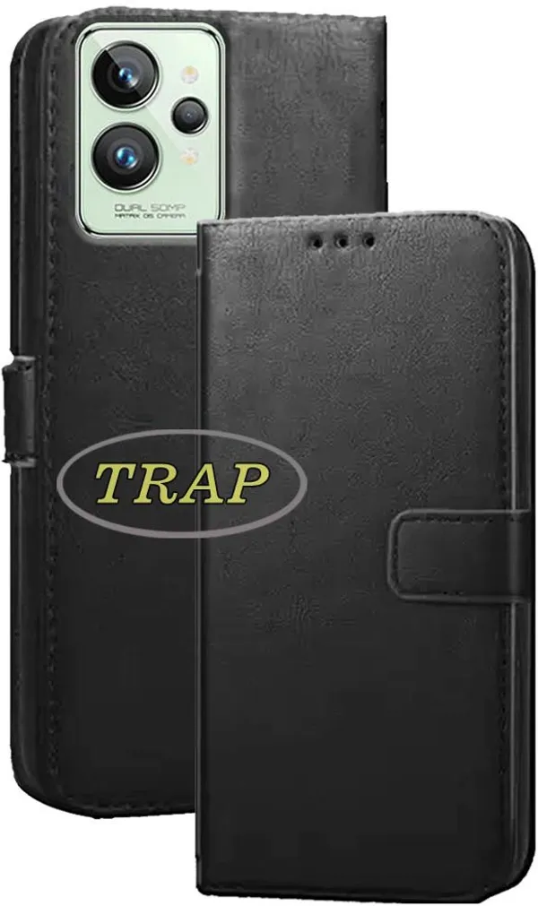 Black_Artificial_Leather_Realme_GT2_Pro_Back_Cover
