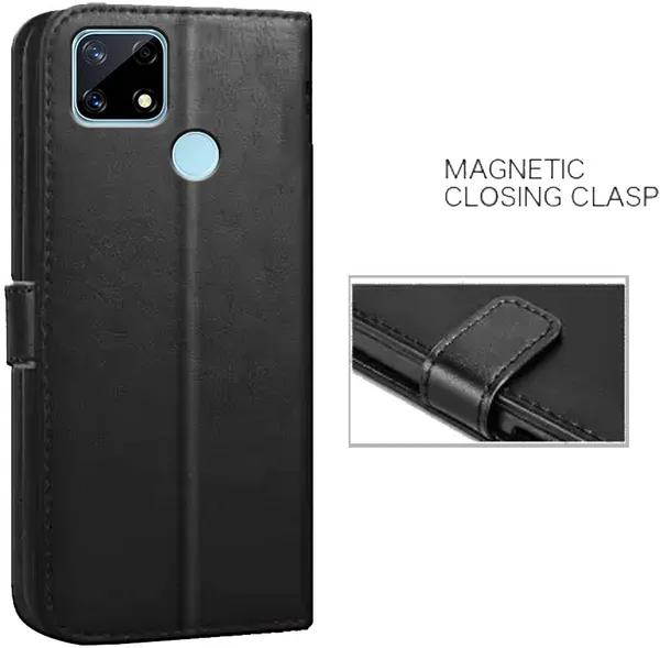 Black_Artificial_Leather_Narzo_20_Flip_Cover