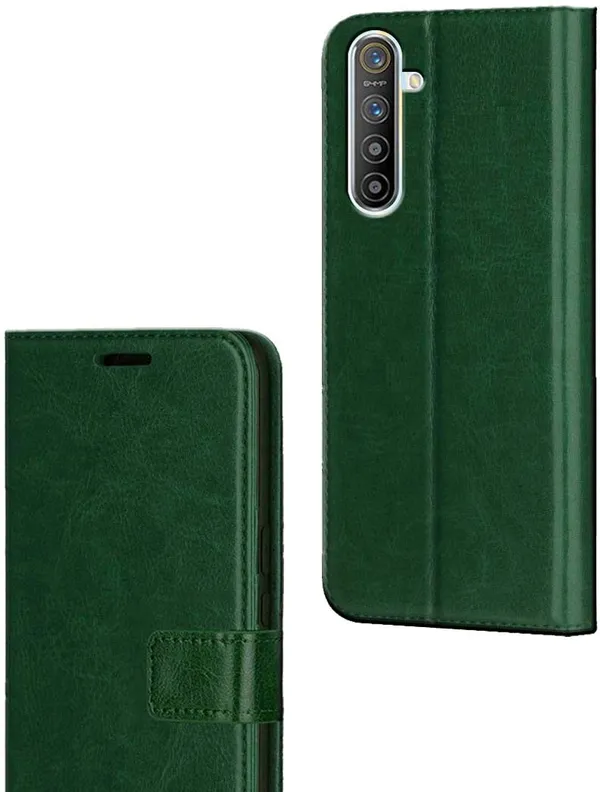 Green_Artificial_Leather_Oppo_Realme_X2_Flip_Cover
