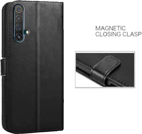 Black_Artificial_Leather_Realme_X3_Flip_Cover