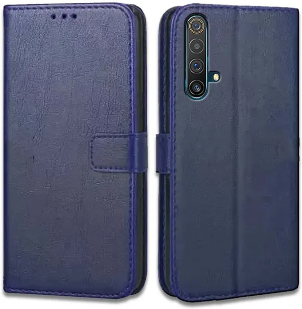 Blue_Artificial_Leather_Realme_X3_Flip_Cover