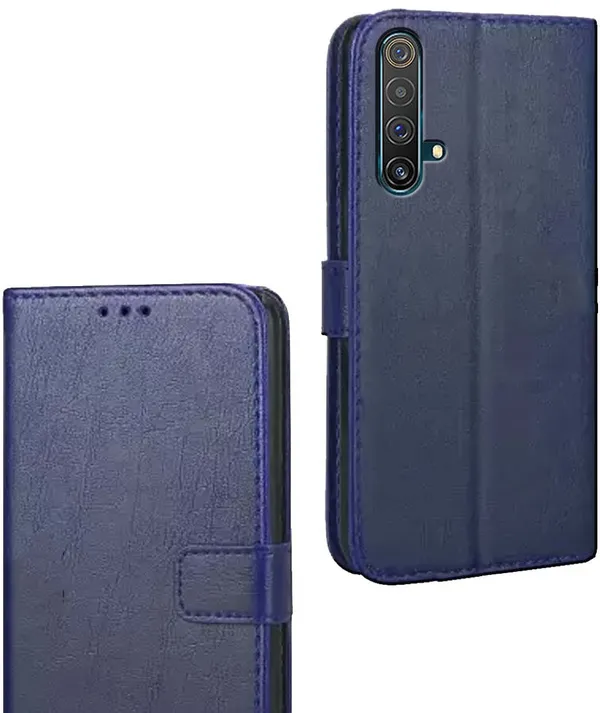 Blue_Artificial_Leather_Realme_X3_Flip_Cover