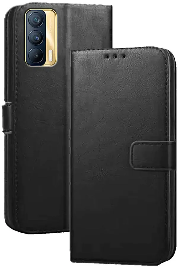 Black_Artificial_Leather_Realme_X7_Flip_Cover