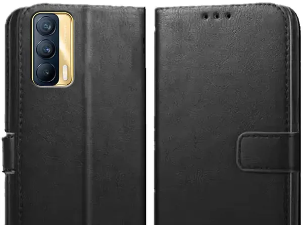 Black_Artificial_Leather_Realme_X7_Flip_Cover