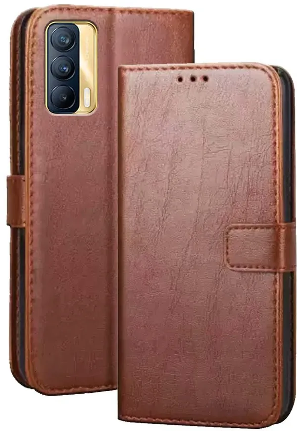 Brown_Artificial_Leather_Realme_X7_Flip_Cover