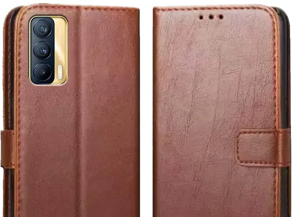 Brown_Artificial_Leather_Realme_X7_Flip_Cover