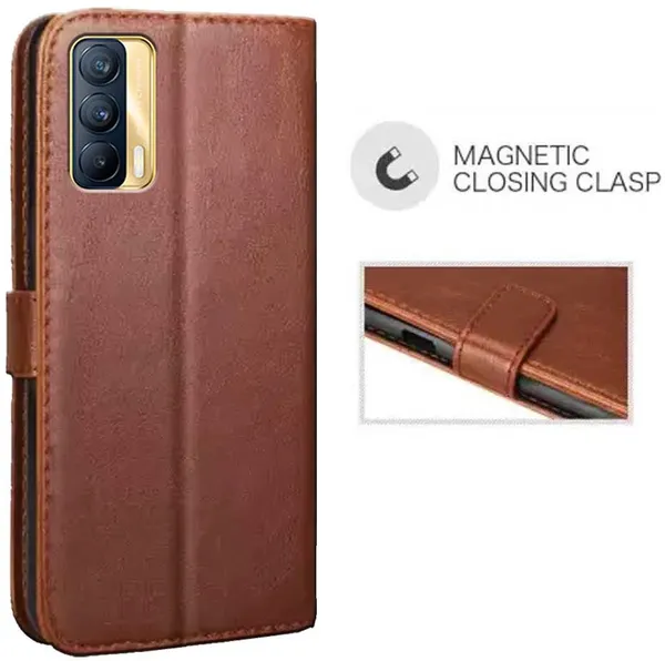 Brown_Artificial_Leather_Realme_X7_Flip_Cover