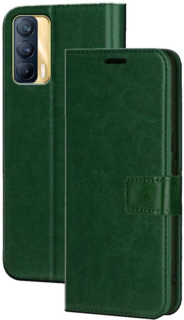Green_Artificial_Leather_Realme_X7_Flip_Cover