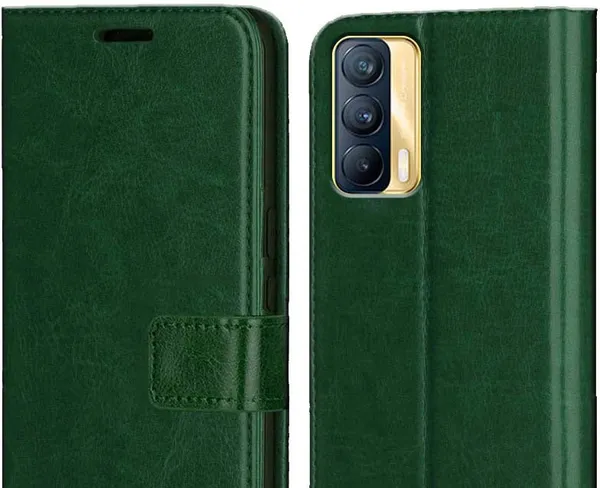 Green_Artificial_Leather_Realme_X7_Flip_Cover