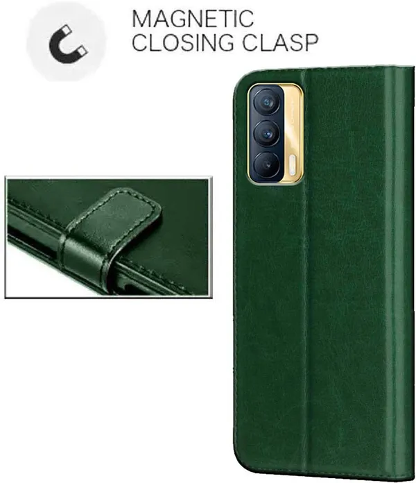 Green_Artificial_Leather_Realme_X7_Flip_Cover