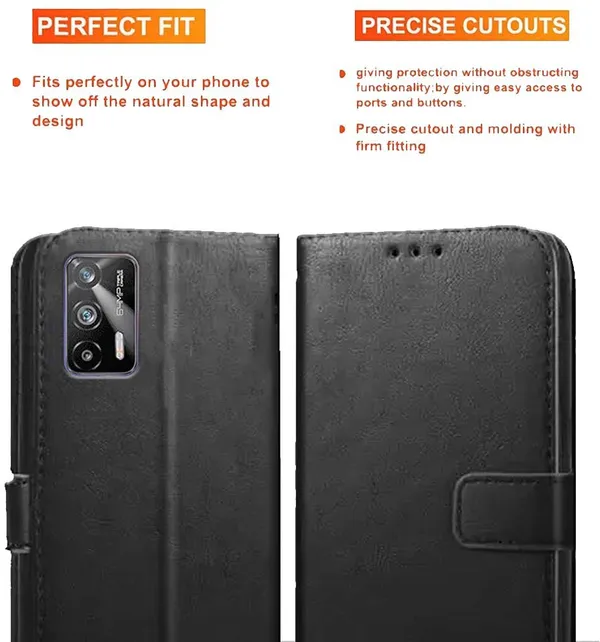 Black_Artificial_Leather_Realme_X7_Max_5G_Flip_Cover
