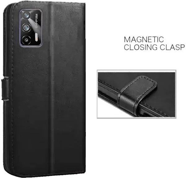 Black_Artificial_Leather_Realme_X7_Max_5G_Flip_Cover
