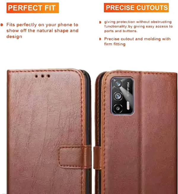 Brown_Artificial_Leather_Realme_X7_Max_5G_Flip_Cover