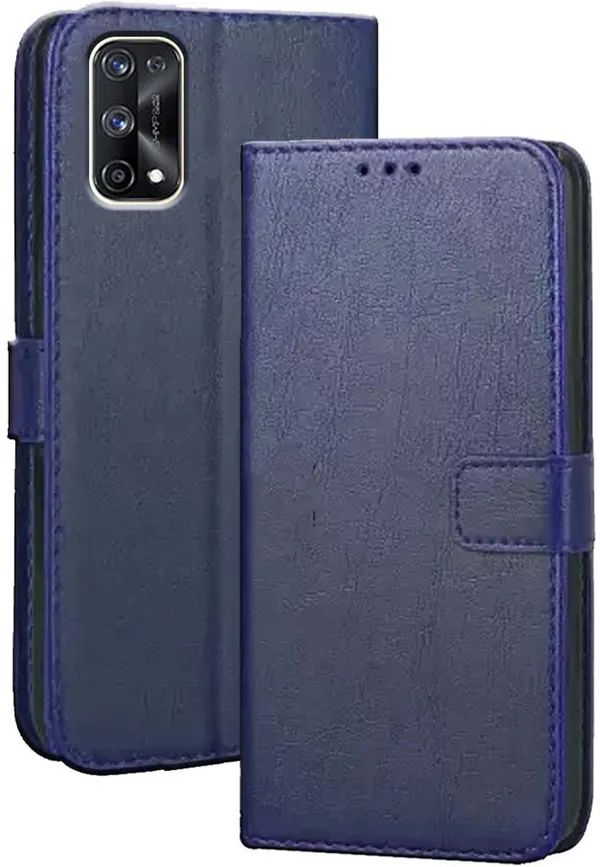 Blue_Artificial_Leather_Realme_X7_Pro_Flip_Cover