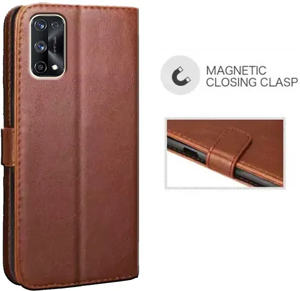 Brown_Artificial_Leather_Realme_X7_Pro_Flip_Cover