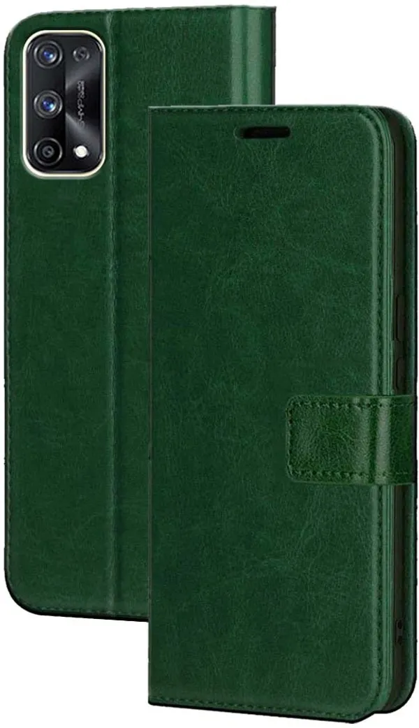 Green_Artificial_Leather_Realme_X7_Pro_Flip_Cover