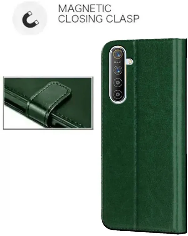 Green_Artificial_Leather_Oppo_Realme_XT_Flip_Cover