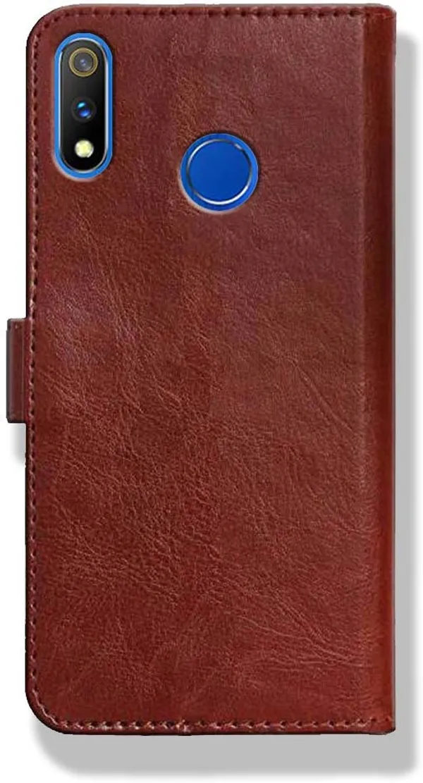 Brown_Leather_Oppo_Realme_3_Pro_Flip_Cover