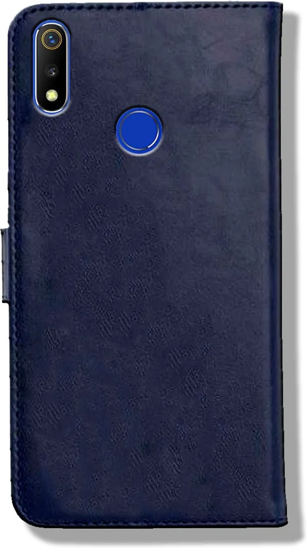 Blue_Leather_Oppo_Realme_3i_Flip_Cover
