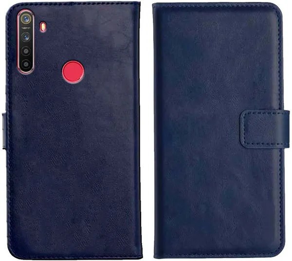 Blue_Leather_Oppo_Realme_5S_Flip_Cover