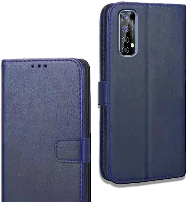 Blue_Leather_Realme_7_Flip_Cover