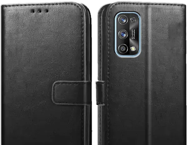 Black_Leather_Realme_7_Pro_Flip_Cover