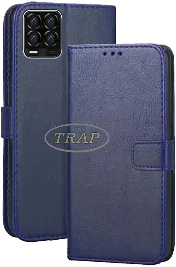 Blue_Artificial_Leather_Realme_8_Flip_Cover