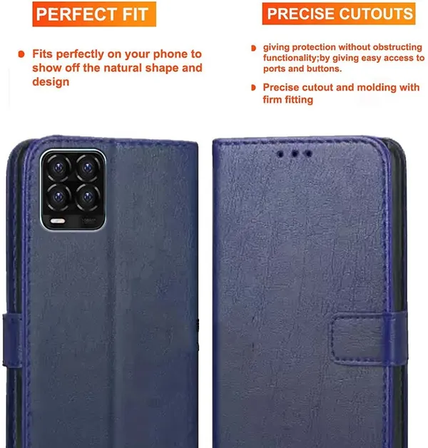 Blue_Artificial_Leather_Realme_8_Flip_Cover