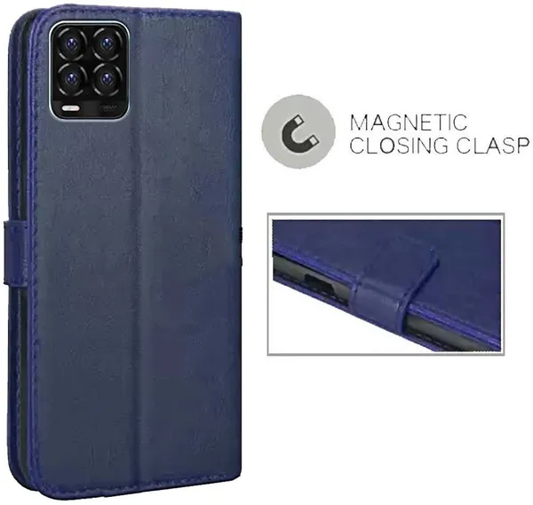 Blue_Artificial_Leather_Realme_8_Flip_Cover