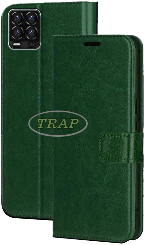 Green_Artificial_Leather_Realme_8_Flip_Cover