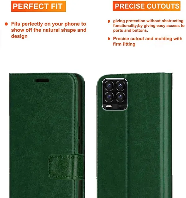 Green_Artificial_Leather_Realme_8_Flip_Cover