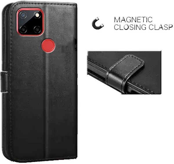 Black_Leather_Realme_C12_Flip_Cover