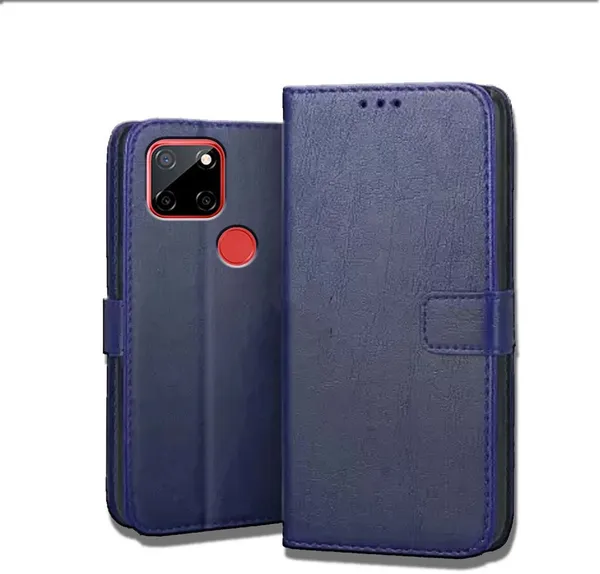 Blue_Leather_Realme_C12_Flip_Cover